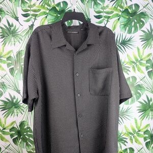 🔷15John Henry Black & White Striped Button Down Shirt (Size: X-Large)9.8oz